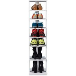 Meuble à Chaussures , Etagère Rangement de Chaussuresà 7 Niveaux en Bois Moderne pour Entrée 26,5 x 27,5 x110 cm Blanc - Costway
