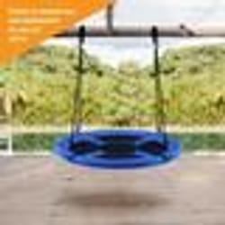 COSTWAY Balançoire Nid d’Oiseau Rond 100 CM de Diamètre pour Arbre Supporté de Charge Maximale 150 KG Extérieur Bleu