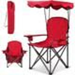 COSTWAY Chaise de Camping Pliante avec Pare-soleil Porte-gobelet Fauteuil de Pêche Portable Charge 120 KG Sac de Rangement