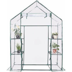 Serre de Jardin avec 4 Étagères, Cadre en Fer, Bâche Résistante et Imperméable, 143 x 73 x 195 cm - Costway