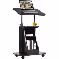 【Hauteur réglable et bureau inclinable】 : La hauteur de cette table pour ordinateur à roulettes peut être ajustée de 68 cm à  ...