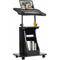 Costway - Table pour Ordinateur à roulettes, Table de Projection Inclinable/Hauteur Réglable 68-119 cm, Design Ergonomique avec 2 Rangements Idéal