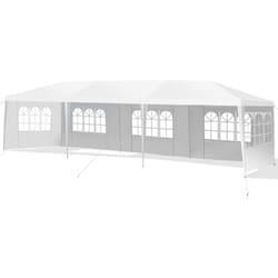 Tonnelle de Jardin Extérieur/Barnum 3x9m-27㎡ Tente de Réception avec 5 Parois Amovibles Piquets de Terre et Fenêtre sur Côté - Costway