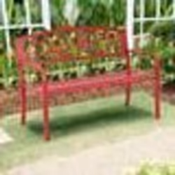 COSTWAY Banc de Jardin 2-3 Places Fer + Acier Résistant aux Intempéries Style Contemporain Banquette Extérieur 123x60x88cm Ro ...