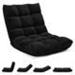 COSTWAY Chaise de Sol Pliable - Dossier inclinable sur 14 Positions Coussin De Sol pour Lecture Yoga Méditation Noir