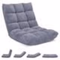 COSTWAY Chaise de Sol Pliable - Dossier inclinable sur 14 Positions Coussin De Sol pour Lecture Yoga Méditation Gris