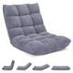 COSTWAY Chaise de Sol Pliable - Dossier inclinable sur 14 Positions Coussin De Sol pour Lecture Yoga Méditation Gris