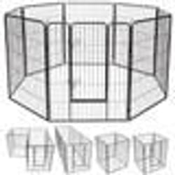 Parc Enclos pour Chiens Ajustable Modulable - COSTWAY - Fer - Noir