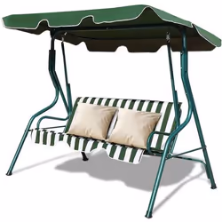 COSTWAY Balancelle de Jardin sur Pied 3 Personnes avec Toit Réglable Imperméabilisant pour Jardin Terrasse Charge Max 210KG-V ...