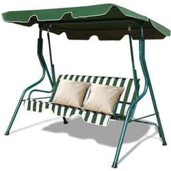COSTWAY Balancelle de Jardin sur Pied 3 Personnes avec Toit Réglable Imperméabilisant pour Jardin Terrasse Charge Max 210KG-Vert