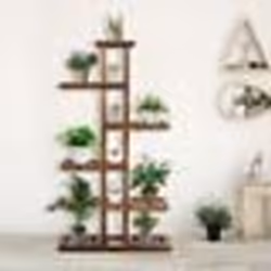 COSTWAY Étagère à Fleurs en Bois Sapin à 6 Niveaux 75 x 25 x 1405 CM Porte-Plantes Décoration pour Extérieur/Intérieur