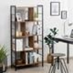COSTWAY Bibliothèque Étagère à 5 Niveaux 74 x 30 x 1545 CM Meuble de Rangement de Style Industriel pour Salon Bureau Chambre