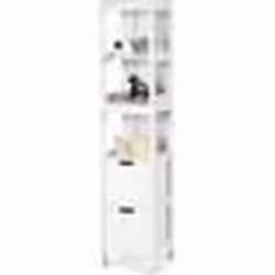 COSTWAY Colonne de Salle de Bain Meuble de Rangement Imperméable en Bois avec 2 Tiroirs4 Couches de Stockage 305x305x145CM Bl ...