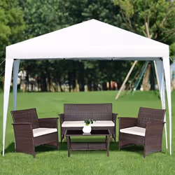 COSTWAY Tonnelle de Jardin Pliante 3 x 3 x 25 M Hauteur Réglable Anti-UV Résistant à l’Eau Sac de Transport Inclus Blanc