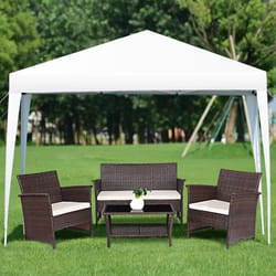COSTWAY Tonnelle de Jardin Pliante 3 x 3 x 25 M Hauteur Réglable Anti-UV Résistant à l’Eau Sac de Transport Inclus Blanc
