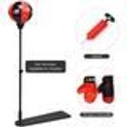 COSTWAY Sac de Frappe Punchingball avec Hauteur Adjustable 85-130CM Pompe et Gants de Boxe Inclus pour Enfant plus de 8 Ans.