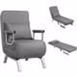 COSTWAY Fauteuil Chauffeuse Convertible Canapé Lit Déhoussable Rembourée dEponge avec Oreiller Surface en Tissu 186x59x28CM