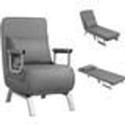 COSTWAY Fauteuil Chauffeuse Convertible Canapé Lit Déhoussable Rembourée dEponge avec Oreiller Surface en Tissu 186x59x28CM
