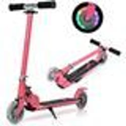 COSTWAY Trottinette Enfant Pliable 2 Roues LED Clignotantes Hauteur Ajustable Charge Max 70kg Enfant de 4 à 15 Ans Patinette Rose