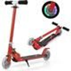 COSTWAY Trottinette Enfant Pliable 2 Roues LED Clignotantes Hauteur Ajustable Charge Max 70kg Enfant de 4 à 14 Ans Patinette Rouge