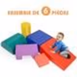 COSTWAY 6PCS Blocs de Construction en Mousse Colorée-Jouets Educatifs pour Développer les Capacités Motricités des Bébés-PU+E ...