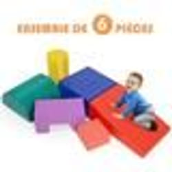 COSTWAY 6PCS Blocs de Construction en Mousse Colorée-Jouets Educatifs pour Développer les Capacités Motricités des Bébés-PU+EPE