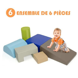 COSTWAY 6PCS Blocs de Construction en Mousse Colorée Jouets Educatifs pour Dvelopper les Cpacités Mtrices des BébésFait en PU+EPE