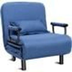 COSTWAY Fauteuil Chauffeuse Canapé Lit Convertible 3 en 1 Dossier Réglable Rembourée dEponge Roue avec Frein Bleu