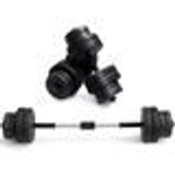 COSTWAY Kit Haltères Poids de Musculation Réglable 30KG 2 en 1 Haltère Courte Poids 8 x 25kg+8 x 125kg Poignée Confortable 100cm