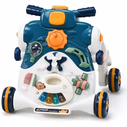 COSTWAY 3 en 1 Trotteur Véhicule et Paneau de Jouet Parlant pour Bébé avec Lumière et Musique Activités dEveil 6-36 Mois Bleu