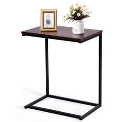 COSTWAY Table dAppoint/Bout de Canapé à Café de Salon en Forme U-Bois MDF et Métal de Style Industriel 55x35x65CM
