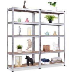COSTWAY Lot 2 Étagères Garage Rangement Atelier Charge Lourde 875KG 90X40X180CM à 5 Niveaux Ajustable pour Garage/Cuisine/Entrepôt