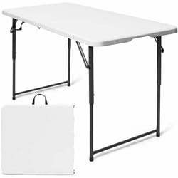 Table Pliante pour Camping 122 x 61CM Hauteur Réglable à 3 Positions Capacité de Charge 150KG en Plastique et Acier avec Sac Portable pour Extérieur,