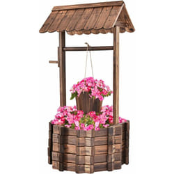 COSTWAY Fontaine de Jardin Puits en Bois d’Extérieur 56 x 56 x 114 cm Décoration de Jardin/Terrasse/Maison