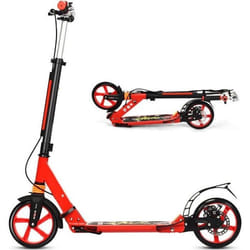 COSTWAY Trottinette Enfant à 2 Roues Pliable avec Frein 3 Hauteures Aajustables Fait en Alliage dAluminium Charge Max.100KG Rouge
