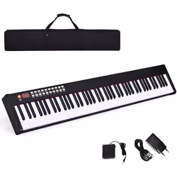 COSTWAY Piano Synthetiseur Numérique 88 Touches Enfants avec Fonction MIDI et BluetoothRéglage DynamiquePédale de Sustain