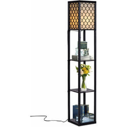 Lampadaire avec 3 Niveaux Etagère 220-240V,60W Design Scandinave Lampe sur Pied pour Chambre et Salon (Ampoule Non Inclus) - Costway