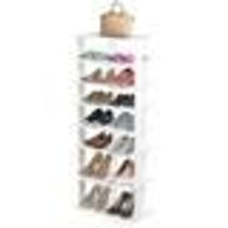 Costway Etagère de Rangement pour Chaussures en Bois avec 7 Niveaux-14 Paires de Chaussure Blanc