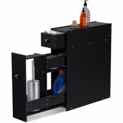 Présentation produit : Armoire de Rangement Meuble de Rangement pour Salle de Bain avec Deux Tiroir 16 x 48 x 58CM, MDF Noir  ...