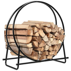COSTWAY Porte-Bûches Rond pour Bois de Cheminée en Acier 765 x 36 x 815cm Structure en Forme de A Charge 50 kg Intérieur/Extérieur