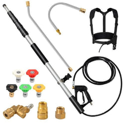 COSTWAY Lance Télescopique pour Nettoyeur Haute Pression 550CM 5 Buses de Pulvérisation2 Adaptateurs Coupleur PivotantHarnais