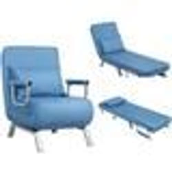 COSTWAY Fauteuil Chauffeuse Canapé Lit Convertible Déhoussable Rembourée dEponge avec Oreiller Surface en Tissu 186x59x28CM