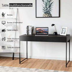 Costway - Bureau d'Ordinateur avec 2 Tiroirs, Structure Solide et Durable 112x48x76cm Noir