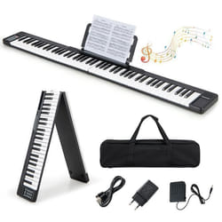 COSTWAY Clavier de Piano Numérique Pliable 88 Touches Sensibles Bluetooth MIDI Haut-parleurs DoublesPédale de Sustain Débutants