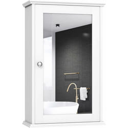Costway - Armoire de Salle de Bain avec Miroir, Armoire Miroir Murale à 2 Niveaux, pour Pharmacie, Salle de Bain, avec Etagère Réglable
