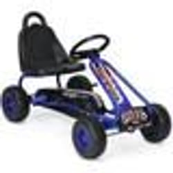 COSTWAY Kart à Pédales Vélo et Véhicule pour Enfants Siège Réglable avec Frein à Main pour lExtérieur 3-6 Ans Bleu