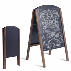 COSTWAY Stop Trottoir Pliable 2 Faces Panneau Publicitaire sur Pied en Bois 45 x 80 CM Publicité pour Restaurants Café Pub