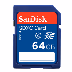 SanDisk 64GB SDXC, 64 Go, SDXC, Classe 4, Résistant aux chocs, Résistant à l’eau, Bleu
