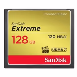 SanDisk CF Extreme 128GB, 128 Go, CompactFlash, 120 Mo/s, 85 Mo/s, Noir