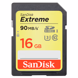 SanDisk Extreme, 16 Go, SDHC, Classe 10, UHS-I, 90 Mo/s, 40 Mo/s